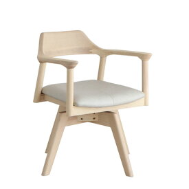 【組立品】【YT010 回転チェアWH】回転式ダイニングチェア 回転チェア 食卓イス 椅子 いす 1脚 木製 アッシュ無垢材 広めの肘掛け 合成皮革 ホワイト シロ 白