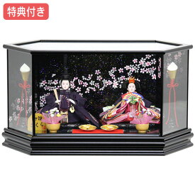 ◆特典付き 【展示現品】 雛人形 ひな人形 衣裳着 ケース飾り ケース入り 六角形 親王飾り 351S71 さやか 衣裳着人形 雛 おひなさま/ひなまつり/かわいい/おしゃれ/初節句/お祝い/女の子/親王ケース飾り/お雛様/映え/【数量限定】