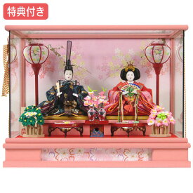 ◆特典付き 【展示現品】 雛人形 ひな人形 ケース飾り ケース入り 親王飾り 二人飾り 二段飾り 028 萌 金彩小桜芥子二人パノラマケース 衣裳着人形 親王ケース飾り/お雛様/映え【数量限定】