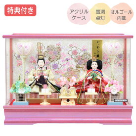 ◆特典付き 【展示現品】 雛人形 ひな人形 衣裳着 ケース飾り 親王飾り 衣裳着人形 オルゴール内蔵 オルゴール付き 雪洞点灯式 桃の節句 ひな祭り お雛様 映え パープル 紫ケース 【17PS3256】 【201S20】 【数量限定】