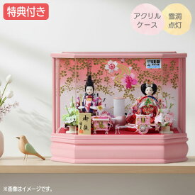 ◆特典付き×31%OFF【数量限定】雛人形 ひな人形 衣裳着人形 ケース飾り 親王飾り 送料無料 桃の節句 ひな祭り お雛様/映え 【751S23】 小芥子2人 麗花 パールピンク おしゃれなケース飾り