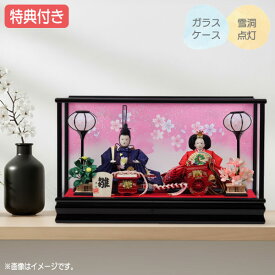 ◆特典付き×16%OFF【数量限定】雛人形 ひな人形 衣裳着人形 ケース飾り 親王飾り 送料無料 桃の節句 ひな祭り お雛様/映え 【572S23】 黒 ブラック ピンク ラメ背景 おしゃれなケース飾り
