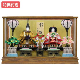 ◆特典付き×22%OFF【数量限定】雛人形 ひな人形 衣裳着人形 ケース飾り 親王飾り 二段飾り 送料無料 桃の節句 ひな祭り お雛様/映え 【082S23】 家具調 木目調 金屏風風 おしゃれなケース飾り