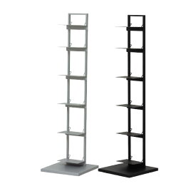 【マラソン限定!確率1/2で最大100％ポイントバック】 ブックタワーシェルフ(グレー）(ブラック)黒系 スマート収納 省スペース設計 キャスター付 ソファーサイド ベッドサイド ツヤなし スチール製 スタイリッシュ