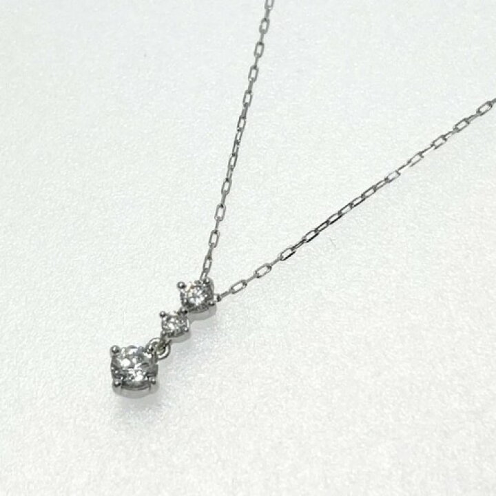 楽天市場】【中古】4℃ ヨンドシー ネックレス K10WG 3Pキュービック 