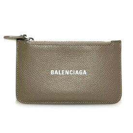 【中古】BALENCIAGA 　バレンシアガ　キャッシュ　コインケース　594214　グレインドカーフスキン　ミンクグレージュ　ホワイト　ブランド小物　ロゴ　ミニ財布　コンパクト財布　カードケース　カードホルダー　フラグメントケース　小銭入れ【中古】【57050】