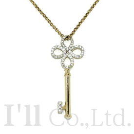 【中古】SWAROVSKI　スワロフスキー　Noble　ネックレス　1081992　メタル　クリスタル　ゴールド　クリア　ブランドジュエリー　アクセサリー　ペンダント　ノーブル　四葉　クローバーキー　キーモチーフ　鍵　ロングネックレス【中古】【18972】