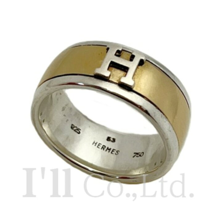 楽天市場】【中古】HERMES エルメス H ロゴ リング SV925 750YG ＃53 