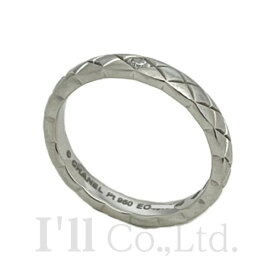 【中古】CHANEL　シャネル　ココクラッシュ　リング　スモール　J11354　Pt950　1Pダイヤモンド　＃49　ブランドジュエリー　アクセサリー　指輪　9号　プラチナ　PT　マトラッセ　キルティング　マリッジ　ウエディング【中古】【73526】