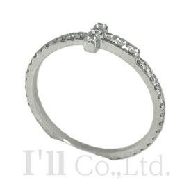 【中古】Tiffany&Co.　ティファニー　T　ワイヤー 　バンド　リング　6014889　750WG　フルダイヤモンド0.22ct　6号　ブランドジュエリー　アクセサリー　指輪　Au750　K18WG　18金　750ホワイトゴールド　フルエタニティ　Tモチーフ【中古】【77950】