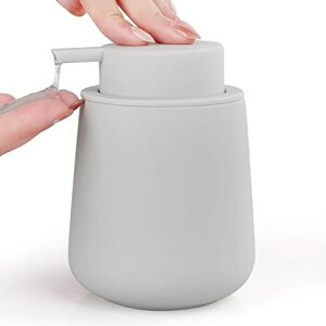 Umlacaソープディスペンサー陶器手動ハンドソープ容器ボトルおしゃれ液体詰め替えボトルディスペンサー小型キッチン洗面所などに適用(グレー液体タイプ)