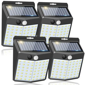 【3つ知能モード4個】ソーラーライト屋外56LEDセンサーライト人感センサーFocondot屋外照明太陽光発電省エネ防水防犯自動点灯300°照明範囲両面テープ付き壁掛け/庭/柵/玄関/ガーデン/駐車…