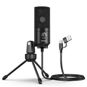 FIFINEUSBマイクコンデンサーマイクPC用マイクネット通話ゲーム配信在宅勤務ボイズチャット単一指向性音量調節可能三脚マイクスタンド付属パソコンのWindows/Mac対応ブラックK669B