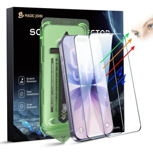 MAGICJOHN�Ή�iPhone17�K���X�t�B�����u���[���C�g�J�b�g2���Z�b�g�K�C�h�g�t���\��₷���ʒu�Y���Ȃ��C�A���X�w��h�~9H�d�x��U�h�~�X�N���b�`�h�~