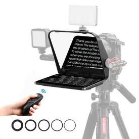 ULANZI テレプロンプター リモートとAPPコントロール付き ポータブル 組み立て不要 カメラ IPAD ANDROID IPAD MINI5/6 スマートフォン カメラに対応 レンズアダプターリング付き オンライン教育/ビデオブロガー/生放送に適用