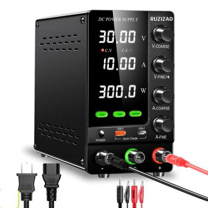 RUZIZAO���艻�d��(0~30V0~10A)DC���艻�x���`�G���R�[�_�m�u�AOCP��OVP�t���������pUSB��Type-C18W�}���[�d�Əo�̓X�C�b�`�t��������d���X�C�b�`���O�d��