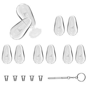 LIKENNYメガネ鼻パッドエアクッション5ペアパッド跡軽減柔らかいシリコン製鼻あて交換セットメガネずり落ち防止ドライバーネジ付き