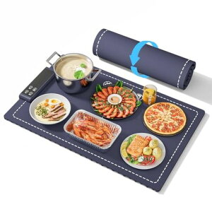 RemixOri食品保温トレイ食品保温プレートフードウォーマープレート6段温度調節可能1-5Hタイマー機能60.5x38cm折りたたみ式テーブル保温プレートホットプレート多機能食品断熱プレートピザ…