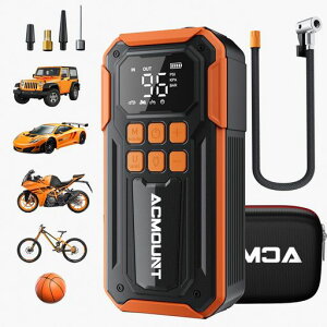 ACMOUNT���]�ԋ�C����d����C����o�C�N�ԃG�A�[�|���v10000mAh��e�ʃo�b�e���[�ő刳��160PSI�^�C����C�����m������~��/�p/�Ď��o���u�Ή�SOS/LED�������C�g�t��������~�G�A�|���v