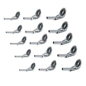 YFFSFDCトップガイド15個セットロッドガイドステレンス釣り竿穂先交換修理キットロッドの修理1.6mm、1.8mm、2.0mm(B)