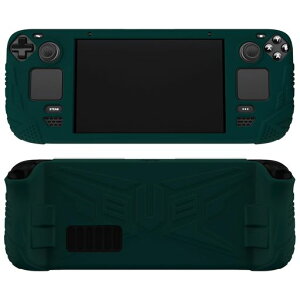PlayVitalArmorシリーズSteamDeckに対応用シリコンカバー、SteamDeckに対応用バックボタン強化設計のソフトカバーシリコン保護カバー、サムスティックキャップカバー付き【レーシンググリーン】