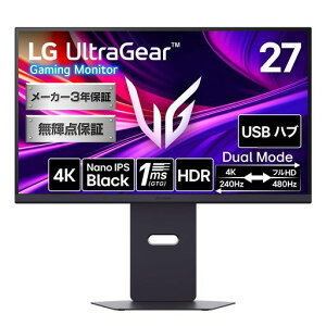 �yVGP2025Summer���܁zLG�Q�[�~���O���j�^�[UltraGear27G850A-B27�C���`/4K(3840x2160)/VESADualMode/NanoIPSBlack/1ms/DCI-P3