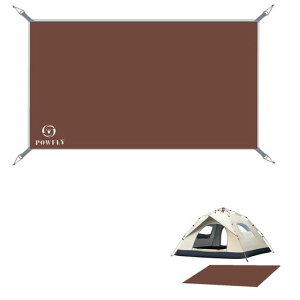 Powflyテントシート防水撥水グランドシート両面防水日除け加工コンパクト軽量収納バッグ付きアウトドアキャンプ登山ピクニック(ブラウン150*210cm)