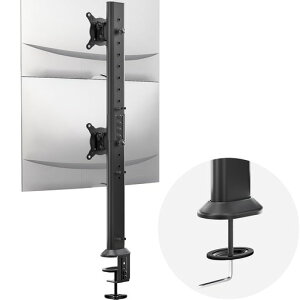 DualMonitorArticulatingDeskMountArmStand-VerticalStackScreenSupportsTwo13to34InchComputerMonitorswithC