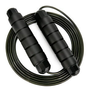 縄跳びトレーニング用なわとびフィットネスジャンプロープ消費カロリー長さ調整可エクササイズ滑り止めハンドル大人/子供用ジュニア用室内/屋外スポーツ用品(Black)