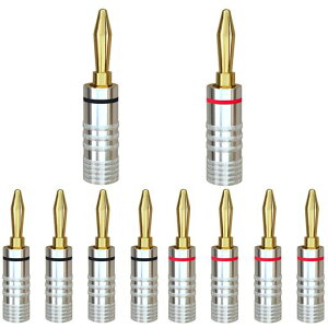 Cleqee24K金メッキ8本セットバナナプラグスピーカーケーブルコネクターねじ込み式無はんだ端子オーディオジャックコネクタスピーカーワイヤー用スピーカープラグ