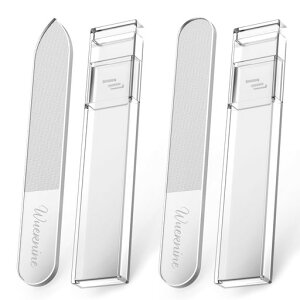 爪やすり爪磨きつめやすりガラス製ネイルケアネイルファイルつや出しピカピカ2種セット両面タイプナノスケール収納ケース付きつめみがきwuernine