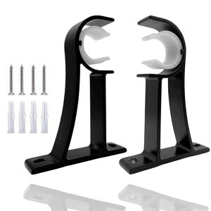 DELUXEFOX暖簾かけフック暖簾受けカーテンロッドブラケット【2個セット】ドレープロッドホルダーカーテンロッドブラケットブラックローマンロッドブラケットカーテンロッドサイドマウ…