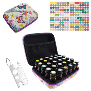 Arxusエッセンシャルオイル収納ケース5-15ml12本分/30本分/60本分精油ボトル収納可蝶のパターン持ち運びやすい耐衝撃性防水防塵防虫性ハードシェル精油収納ボックス