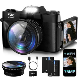 �f�W�J��5K�^��7500����f�f�W�^���J�����R���p�N�g�y��180�x��]�f�B�X�v���CWi-Fi�]�����B��/Vlog/�C�w���s�w�����S�Ҍ���64GBSD�J�[�h+�o�b�e���[2���u���b�N