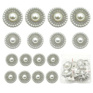 sempiternoレディースおしゃれメタルパールボタンレディースジャケットスーツボタン洋服用コート用ボタン交換修理DIYハンドクラフトアクセサリー衣類素材アクセサリー15mm/20mm/25mm16個セッ…