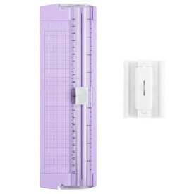 BTtimeペーパーカッター裁断機小型軽量A4対応1個替え刃付きスライドカッター持ち運び便利コーピー用紙厚紙写真カード裁断定規付き文房具業務用家庭用(パープル)