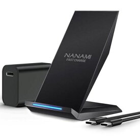 NANAMIワイヤレス充電器(USB-C20W急速充電器に昇進)Qi/PSE認証済み最大15W高速充電iPhone17/16/15/14/13/12シリーズ/SE第三世代/11(Pro)/Xs(Max)/XR/X/8(Plus)