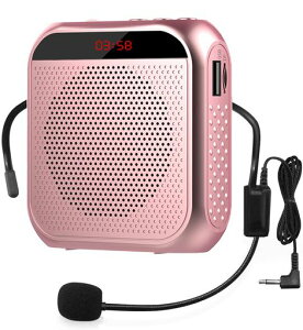 YiTongポータブル拡声器ハンズフリーヘッドセットマイク付スピーカー音楽再生USBmicroSD対応イベント・講演・説明会などに最適!!(ピンク)