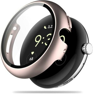 GooglePixelWatch2/PixelWatch1用ケース保護ガラスフィルム一体型PC+TPE材質二重構造全面保護超薄型高耐久装着簡単耐衝撃対応GooglePixelWatch2/1保護ケース高透過率