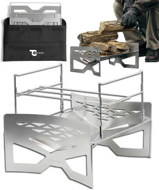 TOKYOCRAFTSマクライト2焚き火台【コンパクト/大型/軽量/薪割り不要/組み立て簡単/ゴトク付き】ソロファミリー焚火調理火力調整不要