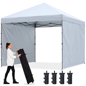 ABCCANOPYワンタッチテントタープテント3mx3m2.5mx2.5m簡易テント大型サイドシート2枚センターロック三段階調節耐水UVカット日除け遮熱紫外線カット耐風性組立簡単キャスターバッグ付き(3M/ホ…