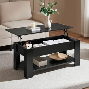 Yaheetech���[�e�[�u���V���~�����[�e�[�u����98coffeetable���������B�����[��98x���s��50x����41.8-56cm��e�ʑg�ݗ��ĊȒP���r���O�f�X�N���[�I�t���������(�u���b�N)