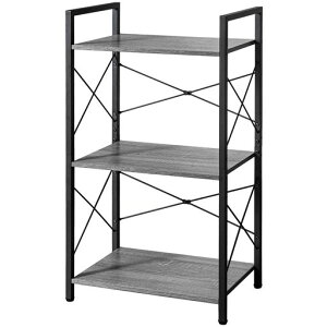 HCHQHSラックキッチンラック棚おしゃれ収納ラックオープンシェルフ本棚幅42x奥行28cmx高さ80cm3段組立品オープンラック3段ディスプレイラック食器棚スリム隙間収納木目組立簡単