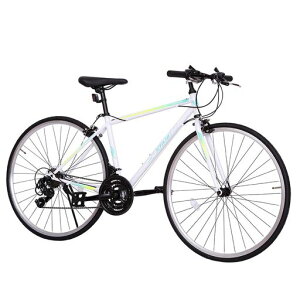 クロスバイク自転車シマノ製21段変速700x25C前後キャリパーブレーキワイヤ錠のプレゼント付き通勤通学(ホワイト)