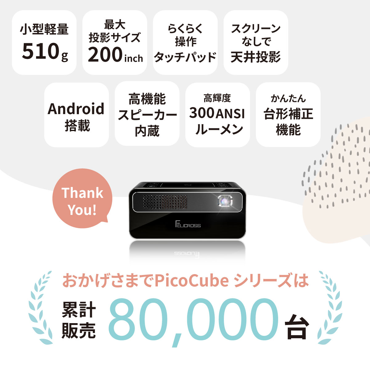 楽天市場】モバイル プロジェクター PicoCube 300plus タッチパッド