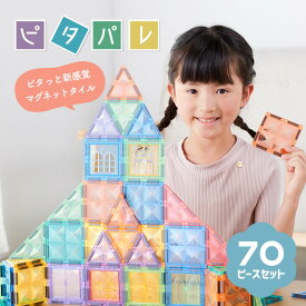 【スーパーSALE中10%offクーポンあり】ピタパレ ベーシックセット 70ピース 7色 マグネットブロック タイル くすみカラー マグネット おもちゃ 知育 組み立て ビルド パズル ブロック 積み木 大容量 立体パズル ギフト プレゼント 誕生日 3歳 4歳 5歳 6歳