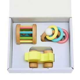 エデュテ ベビー＆キッズ ベビーギフト3点セット 木のおもちゃ 知育玩具 ラトル 木製 出産祝い