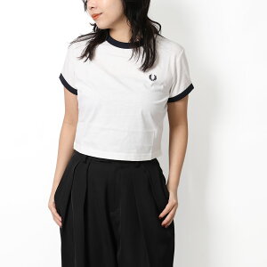 �q�|�C���g5�{�r�t���b�h�y���[�^FRED PERRY �hCROPPED RINGER T�[SHIRT ���f�B�[�X�E�N���b�v�h��E�N���[�l�b�N����T�V���c�E���[�������[�X(�u���b�N�E�X�m�[�z���C�g) G9163 102�E129�^BLACK�ESNOW WHIT