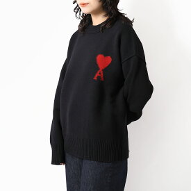【スーパーSALE割引】〈9.4 20:00~クーポン5％OFF〉アミパリス／AMI PARIS "AMI DE COEUR クルーネック セーター" ユニセックス・メリノウールフェルトニット 長袖(ブラック・グレー) UKS838.018 009・050[返品OK]
