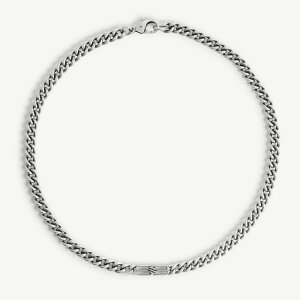 �o�����V�A�K�^BALENCIAGA BB ICON THIN �O�����b�g�l�b�N���X�h �A���e�B�[�N���V���o�[ �j�b�P���t���[ �����N�`�F�[���l�b�N���X �A�N�Z�T���[(�V���o�[) 871954 TZ99I 0911�^ANT SILVER[�ԕiOK]
